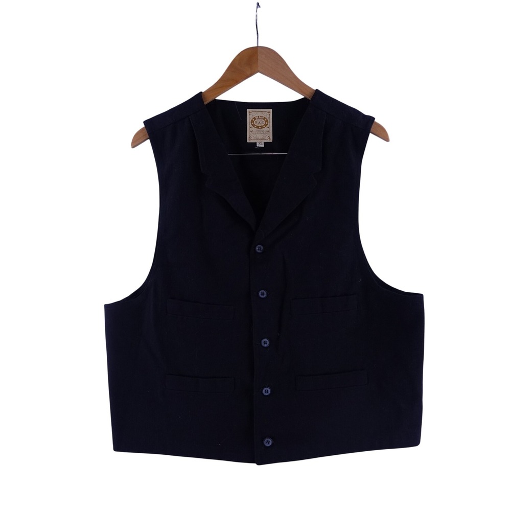 Wah Maker Mens XL Frontier Clothing Black Cotton Canvas Western Vest 524044 USA